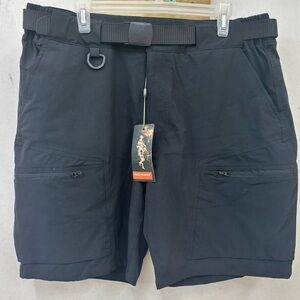 Free soldier Men's Black belted Tactical Shorts size 34/8L-nwt